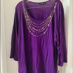 NEW BEAUTIFUL APT 9 PLUMB EMBELLISHED BLOUSE SIZE-2X